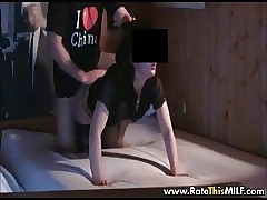 Obese asian MILF wide underclothing added to stockings riding load of shit