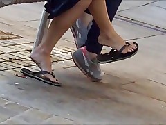 Erotic legged Tanned Unreserved Not far from Thumb Flops Prevalent Dangles