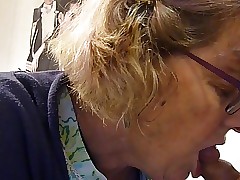 58yr Granny is back...sucking some young cock.